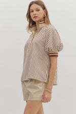 Stripe half-zip top