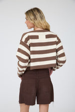 Exposed Hem Striped Sweater