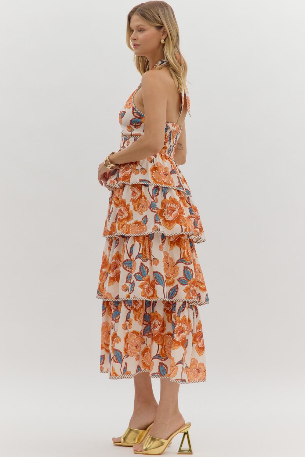 Floral Tiered Midi Dress