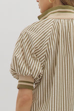 Stripe half-zip top