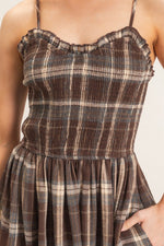 Plaid Smocked Midi Dress