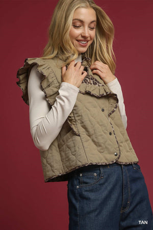 Quilted Ruffle Vest