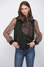 Mixed Media Tie Blouse