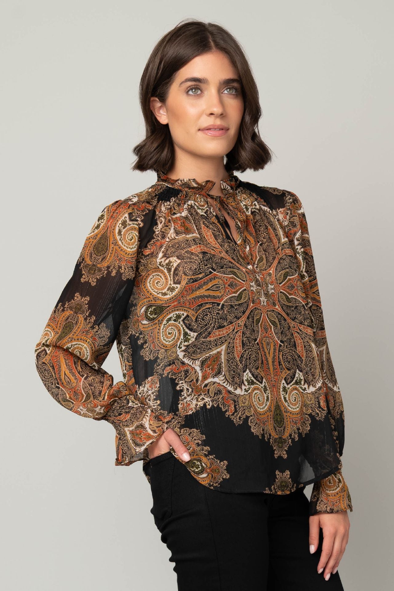 Lurex Peasant Top