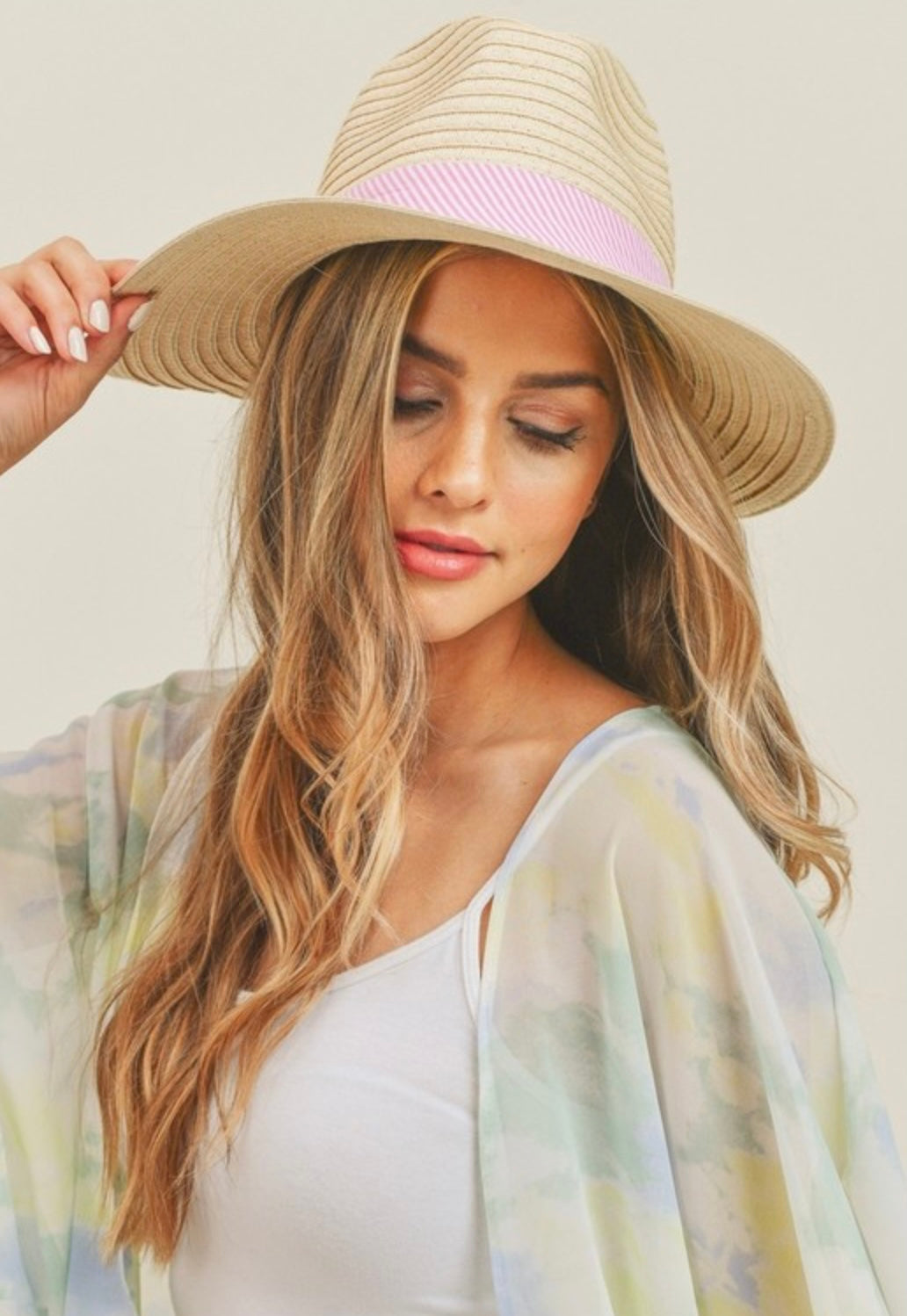 Striped Ribbon Straw Hat