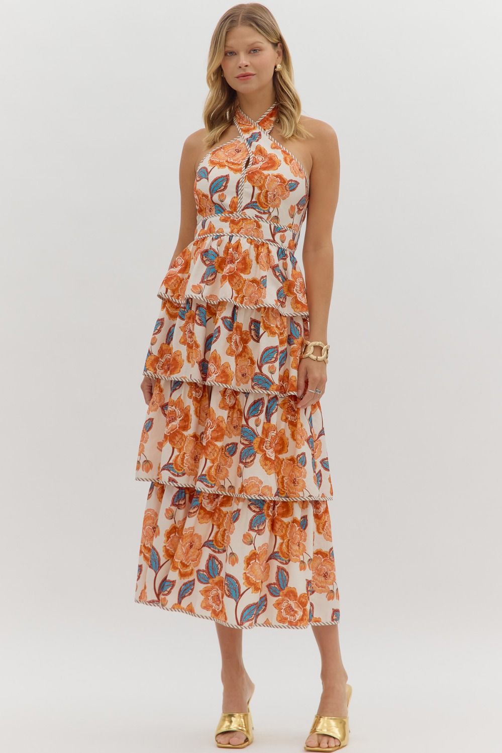Floral Tiered Midi Dress