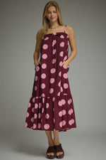 Plum Polka Dot Midi Dress