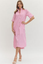 Pink Stripe Midi Dress
