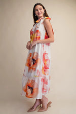 Ruffle Neck Midi Dress