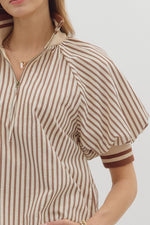 Stripe half-zip top
