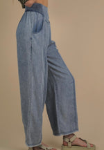 Smocked Chambray Pants