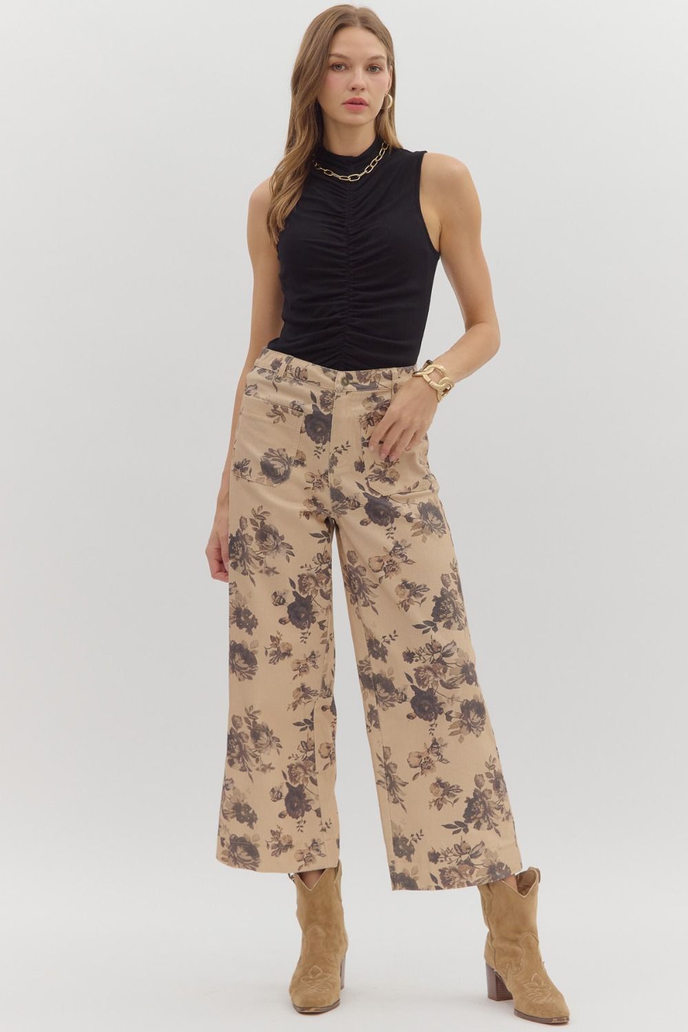 Floral Mid Rise Pants