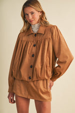 Gathered Suede Jacket