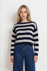 Exposed Hem Striped Sweater
