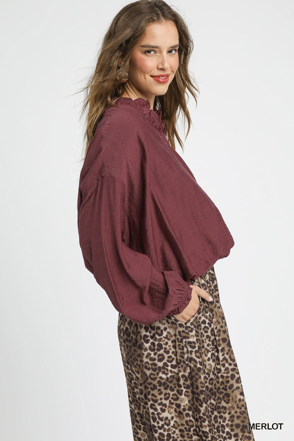 Ruffle V-Cut Blouse