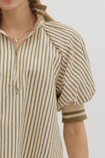 Stripe half-zip top