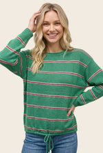 Drawstring Stripe Sweater