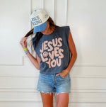 Smiley Jesus Loves You Puff Tank