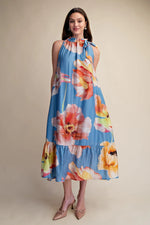 Ruffle Neck Midi Dress