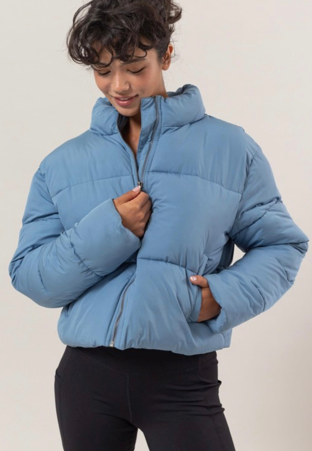 Gray Blue Puffer Coat