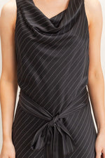 Diagonal Stripe Satin Dress
