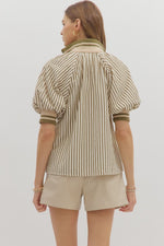 Stripe half-zip top
