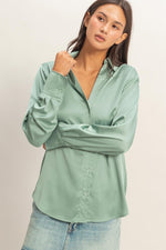 Satin Button Front Blouse