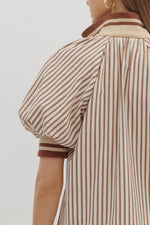 Stripe half-zip top