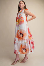 Ruffle Neck Midi Dress