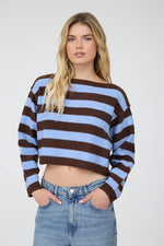 Exposed Hem Striped Sweater