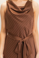 Diagonal Stripe Satin Dress