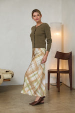 Bias Plaid Midi Skirt