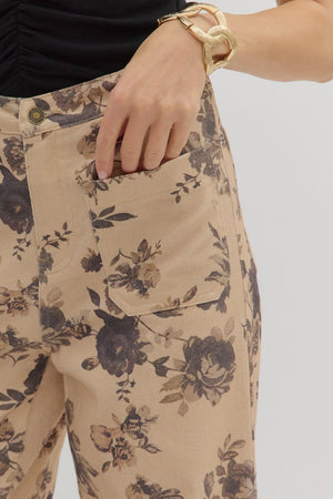 Floral Mid Rise Pants