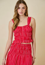 Macie Striped SmockedTop