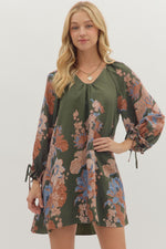 Olive Floral Mini Dress
