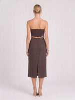 Strapless Brown Midi Dress