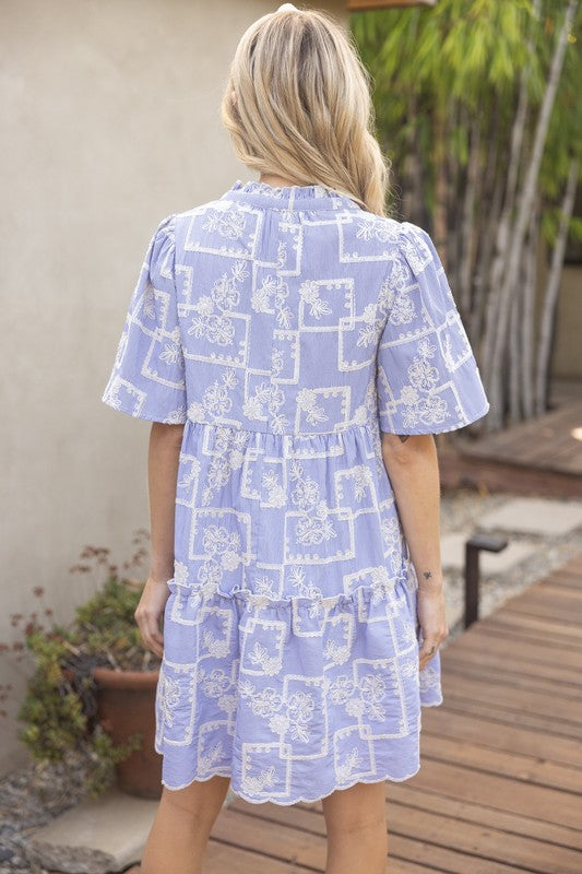 Stripe Embroidered Dress