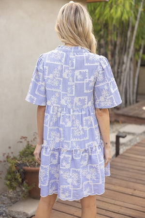 Stripe Embroidered Dress