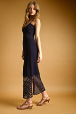 Navy Net Pattern Dress