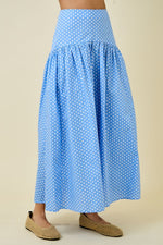 Lt Blue Polka Dot Maxi Skirt