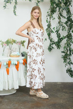 Leaf Print Midi Dress
