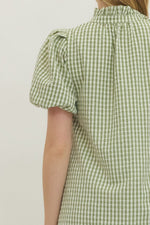 Gingham Puff Sleeve Dress