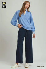 Stripe Ruffle Neck Top
