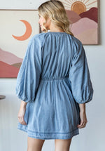 Puff Sleeve Denim Dress