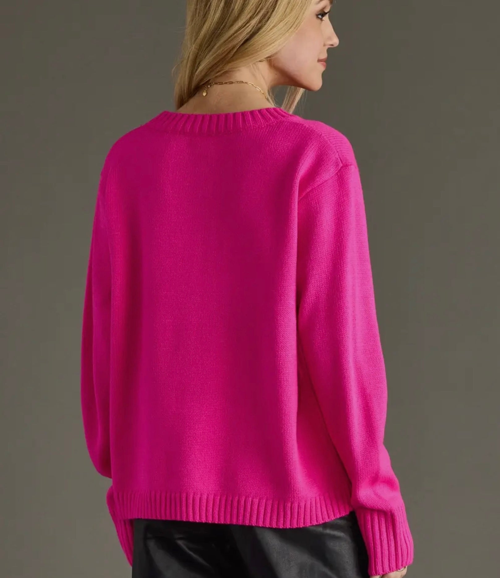 Bright Pink Merry Sweater
