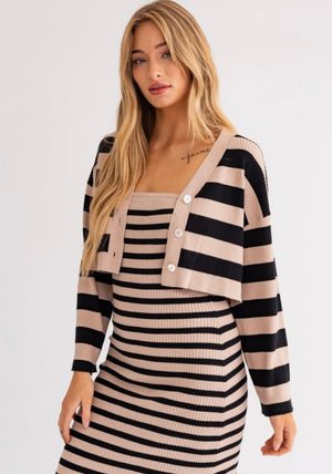 Stripe Cropped Cardigan