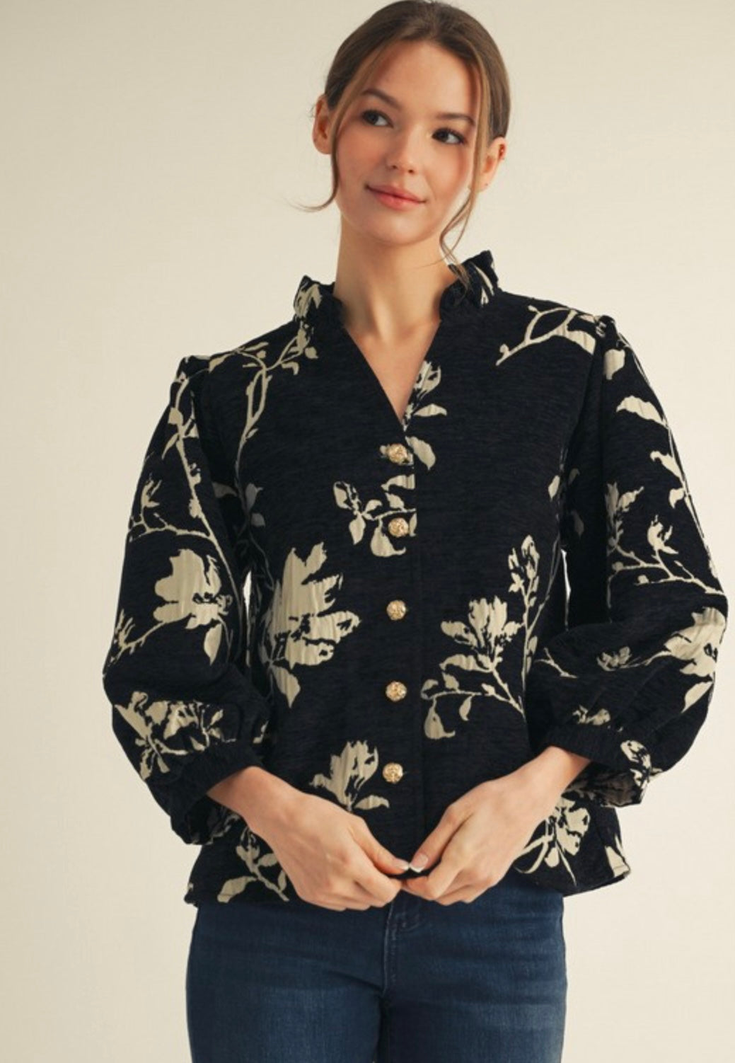 Floral Jacquard Top