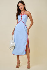 Contrast Piping Midi Dress