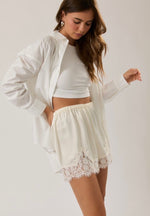 Satin Lace Trim Shorts