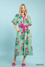 Striped Floral Maxi Dress